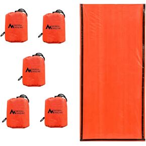 Sierra Madre Emergency Sleeping Bag – Ultralight, Waterproof Mylar Thermal Bivy Sack Tent for Hiking, Bug-Out Bags, Survival Kits – Emergency Survival Space Blanket for Heat Retention 5 Pack