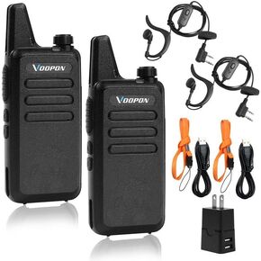 New 22 Channels Walkie Talkies Two Way Radios with Earpieces Long Range VOX Rechargeable Mini Transceivers for Business Company Adults USB Charger for Camping Hiking Church Shop (4Pack)
