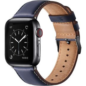 SUNFWR Leather Bands Compatible with Apple Watch Band 42mm 44mm 45mm 46mm 49mm for Men Women, Top Grain Genuine Leather Replacement Strap for iWatch Ultra2 Ultra SE2 SE Series 10 9 8 7 6 5 4 3 2 1