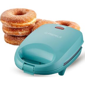Ceramic NonStick Mini Snack Donut Maker, 2" Mold, Great For Kids & Families Desserts, Frosted, Glazed, Decorated, Sprinkled, Doughnuts, Egg Bites, Cake Pops, Add Batter, 4 Count (Turquoise)