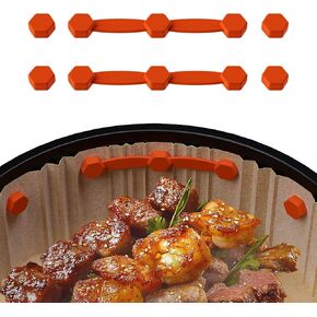 Air Fryer Magnet Silicone Buckle for Holding Down Air Fryer Parchment Paper, Lock Disposable Liners Safely & Prevent Paper to Burn,Orange,2 Set