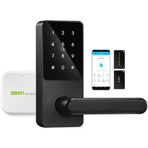 BBEN WiFi Smart Lock with Gateway,Biometric Fingerprint Keyless Entry Door Locks,Smart Door Lock with Handle,Digital Electronic Keypad Door Lock,7-in-1 Unlock,Auto Lock,Front Door Home Office