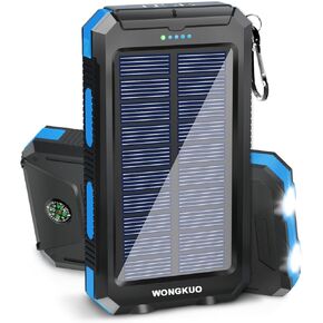 WONGKUO Solar Charger Power Bank - 𝟮𝟬𝟮𝟰 𝙐𝙥𝙜𝙧𝙖𝙙𝙚 36800mAh Solar Phone Charger, QC3.0 Fast Charger with LED Flashlight, IP65 Waterproof Portable Power Bank for Outdoor Activities