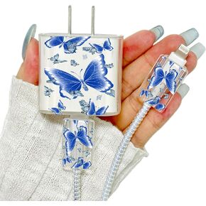 Cute Cable Protector for iPhone Charger,Cartoon Butterfly Pattern Design for Women Girls,Soft Charging Cord Protector,Cable Charger Protector Cover,Wire Cord Saver for iPhone11 12 13 14 15 16 Pro Max