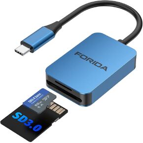 FORIDA USB C SD Card Reader, USB 3.0 High Speed Dual Card Adapter for iPhone/iPad/MacBook/Mac, Memory Card Reader Supports SD and TF Card 2 Cards Work Simultaneously, Portable Sd Card Adapter
