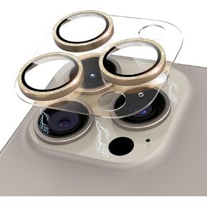 Compatible for iPhone 15 Pro/iPhone 15 Pro Max Camera Lens Protector [Full Coverage Metal] 9H Tempered Glass Screen Camera Cover Titanium Black