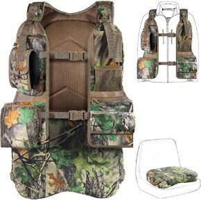 Turkey Vest for Hunting with Seat & Game Pouch – Turkey Hunting Vest, Silent Camo Gear，Turkey Hunting Gear for Men & Women, Lightweight Hunting Accessories