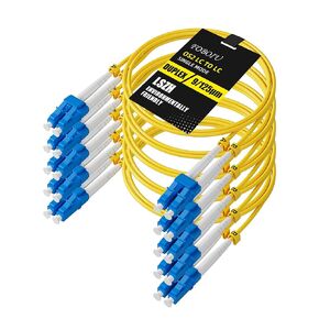 5 Pack 2m/6ft LC to LC Single Mode Fiber Patch Cable, LC UPC to LC UPC Duplex OS2 Singlemode OS1, 9/125um LZSH 1G/10GB Fiber Optical Patch Cable, Including 3ft/6ft/10ft/15ft