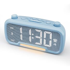 Alarm Clock with Bluetooth Speaker, FM Radio, Alarm Clock for Bedroom with USB Chargers, Dimmer and 12/24H,Snooze,Battery Backup, Plugged in Clock Radio for Adult Kid