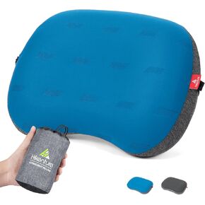 Hikenture Camping Pillow Ultralight, Inflatable Pillow with Removable Cover, Compact Portable Backpacking Pillow, Ergonomic Blow Up Camp Pillow, Washable Air Pillow for Hiking, Beach, Travel (Grey)