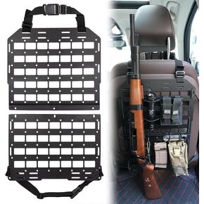 Pridefend Heavy Duty Rigid Tactical Seat Back Gun Rack with Molle Panel Vehicle Gun Holder,All-Steel Tactical Seat Back Organizer for Hunting Rifles/Shotguns