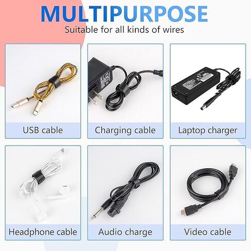 120 PCS Cable Management Ties, 5+6+8inch Multi Size Cord Wraps Black, Tidy Reusable Wire Ties for Cords, PC, TV, Computer & Desk in Saudi Arabia