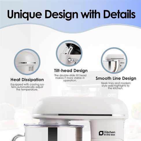 Kitchen in the box Stand Mixer - 8.5 Quart Mixing Bowl with Handle, 900 Watt Heavy Bread Dough Standing Mixers Tilt-head with Dough Hook, Whisk, Flat Beater and Splash Guard (Black) in Saudi Arabia