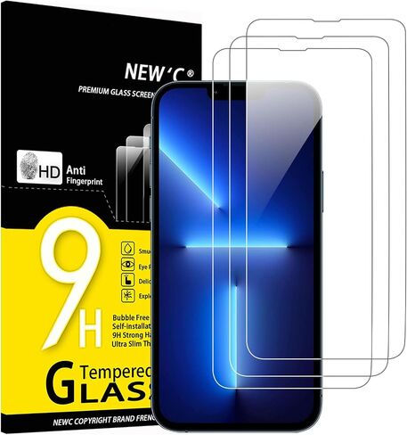 NEW'C 3 Pack Privacy Screen Protector for iPhone 15 Pro (6.1 inches), Anti-Spy Tempered Glass Film,Case Friendly Ultra Resistant,Balanced 28-Degree Privacy Angle - Easy installation tool included in Saudi Arabia
