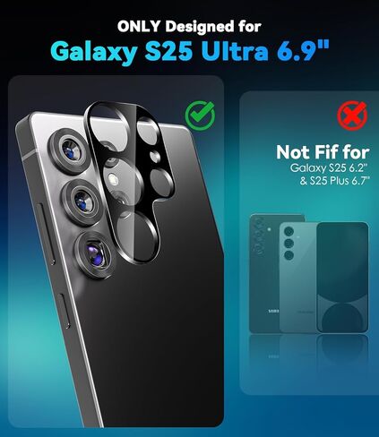 Cloudvalley [4 حزمة حزمة العدسات الكاميرا ل Samsung Galaxy S25 Ultra ، غطاء العدسة الزجاجية 9H مقررة ، مضاد للقرعة وحالة ودية [لا تؤثر على الفلاش والليل] ، Clearnight in Kuwait