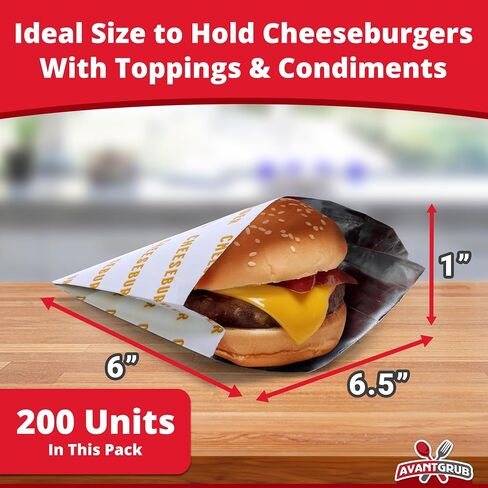 Retro, Restaurant Grade Grease-Proof Burger Wrappers 100 Pk. Heat Proof, Pro Quality Bulk Cheeseburger Bags are BPA Free. Large, Allergen Friendly BBQ Foil Paper Great Cooking Supply for Themed Party in Kuwait