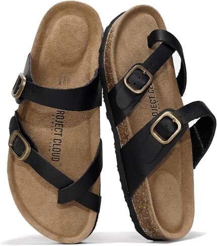 Summer Sandals Women Genuine Leather Slides for women 100% Natural Cork Footbed Womens Slides w/Straps Womens Sandals Comfortable Spring break outfit Women Footwear (Lian) in Kuwait