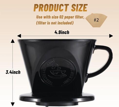 Melamine Pour Over Coffee Maker with 3 Drip Holes, Pour Over Coffee Dripper For Camping, Home, Café, Size 02 (White) in Saudi Arabia