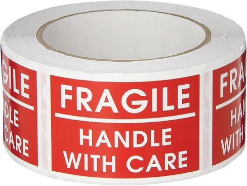 TapeCase Shipping Packing Labels "Please Handle With Care / Fragile / Thank You", Red/White (50 Per Pack) in Saudi Arabia