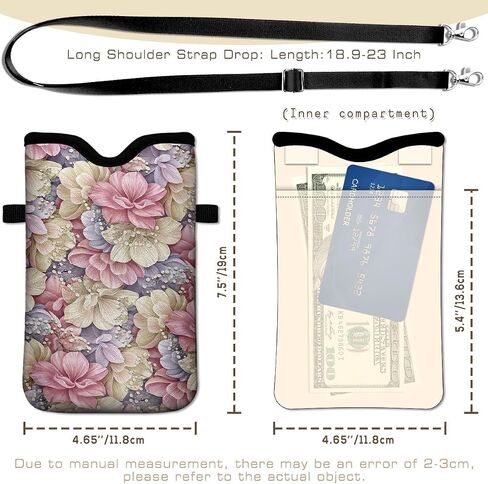 Neoprene Cell Phone Sleeve Pouch for Womem Men with 2 Pockets Inside,Shockproof Universal Phone Bag with Crossbody Strap 7.6 X 4.3 Inches Mobile Protection Case Bag-Navy Dragonfly Phone Pouch in Saudi Arabia