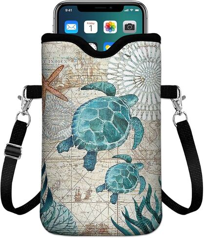 Neoprene Cell Phone Sleeve Pouch for Womem Men with 2 Pockets Inside,Shockproof Universal Phone Bag with Crossbody Strap 7.6 X 4.3 Inches Mobile Protection Case Bag-Navy Dragonfly Phone Pouch in Saudi Arabia