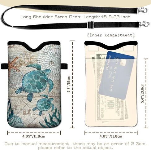 Neoprene Cell Phone Sleeve Pouch for Womem Men with 2 Pockets Inside,Shockproof Universal Phone Bag with Crossbody Strap 7.6 X 4.3 Inches Mobile Protection Case Bag-Navy Dragonfly Phone Pouch in Saudi Arabia