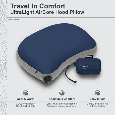 شرنقة - قسط - وسادة الهواء القابلة للنفخ القابلة للنفخ - وسائد هواء السفر القابلة للغسل للتخييم ، والمشي لمسافات طويلة ، وظهر الظهر (العادية 11 "× 15") in Kuwait