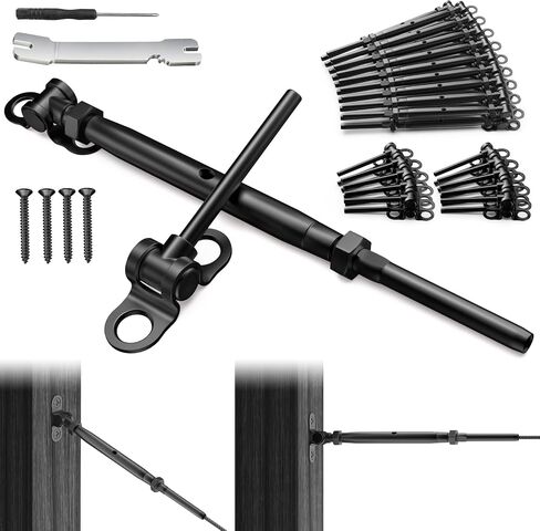 BLIKA 10 Pair 1/8" Black Cable Railing Kit Swage Toggle Turnbuckle Hardware, Adjustable Angle T316 Stainless Steel Cable Railing Kits for 2"x2", 4"x4" Wood Posts, Black Deck Railing Kit for Stairs in Kuwait