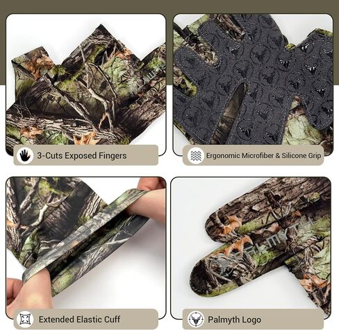 Palmyth Mens Hunting Gloves Lightweight Fingerless Camo Glove Outdoor Marsh Fog in Kuwait