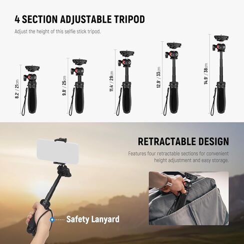 NEEWER Vlogging Kit for Phone with RGB LED Light/Lavalier Wireless Microphone System/Selfie Stick Phone Tripod, Content Creator Essentials for iPhone Android Podcast YouTube, PA048 in Saudi Arabia