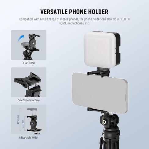 NEEWER Vlogging Kit for Phone with RGB LED Light/Lavalier Wireless Microphone System/Selfie Stick Phone Tripod, Content Creator Essentials for iPhone Android Podcast YouTube, PA048 in Saudi Arabia