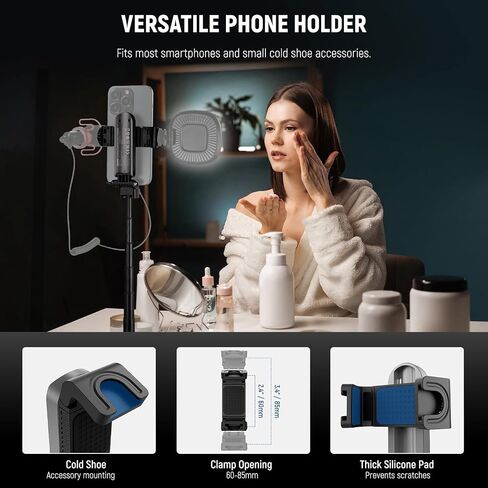 مجموعة Neewer Vlogging Ater للهاتف مع RGB LED Light/Lavalier Wireless Microphone System/Selfie Stick Phone Tripod ، Content Creator Essentials لـ iPhone Android Podcast YouTube ، PA048 in Saudi Arabia