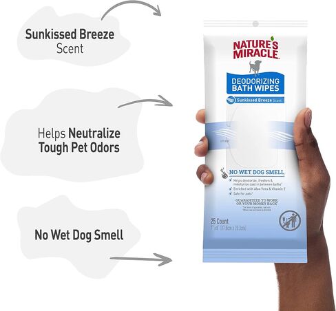 Nature's Miracle Deodorizing Bath Wipes for Dogs, 100 Count, Lavender Scent in Saudi Arabia