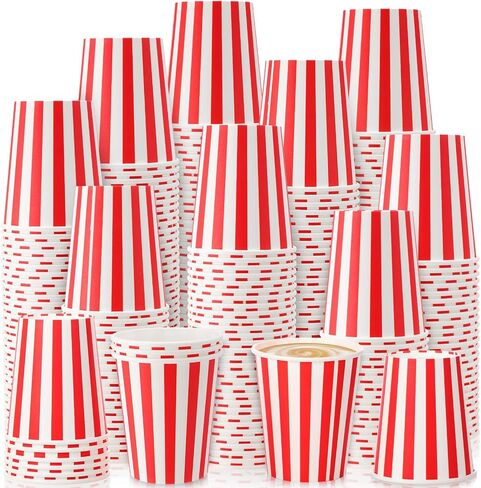 100 Pcs Red Stripe Disposable Paper Cups for Christmas Carnival Party 9oz Disposable Drinking Cups Set Striped Paper Cups Supplies Birthday Carnival Circus Decorations for Coffee Tea Juice in Saudi Arabia