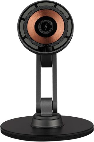 ClikDock Cell Phone Magnetic Wireless Charger Stand, 360° Spin, Aluminum Construction, Compatible with MagSafe Phones for iPhone & Andriod (Space Grey) in Saudi Arabia