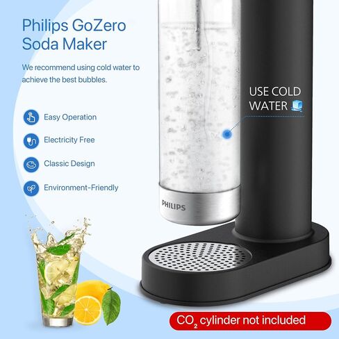 Philips Sparkling Water Maker, Soda Streaming Machine with Quick Twist Bottle, 1L BPA free PET Carbonating Bottle, Soda Maker Compatible with 60L CO2 Carbonator (NOT Included), ADD4902BKOQ/37 in Saudi Arabia