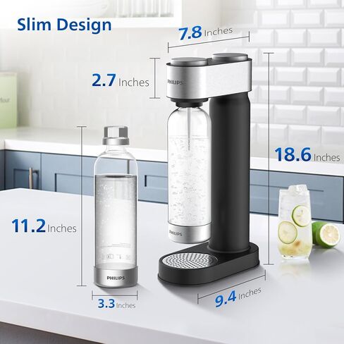 Philips Sparkling Water Maker, Soda Streaming Machine with Quick Twist Bottle, 1L BPA free PET Carbonating Bottle, Soda Maker Compatible with 60L CO2 Carbonator (NOT Included), ADD4902BKOQ/37 in Saudi Arabia