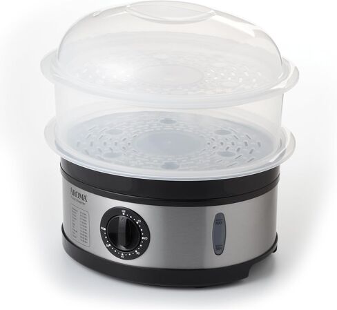 AROMA® Double Food Steamer Basket and Electric Rice Steamer with Easy-Read Water Level and Timer in Saudi Arabia