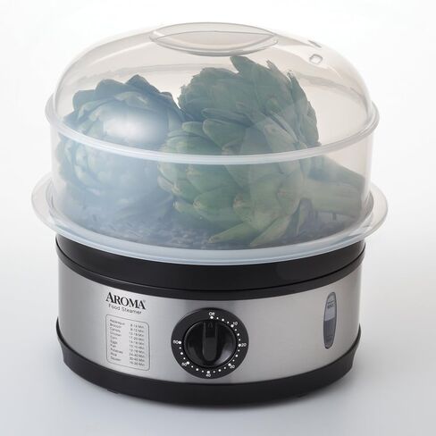 AROMA® Double Food Steamer Basket and Electric Rice Steamer with Easy-Read Water Level and Timer in Saudi Arabia