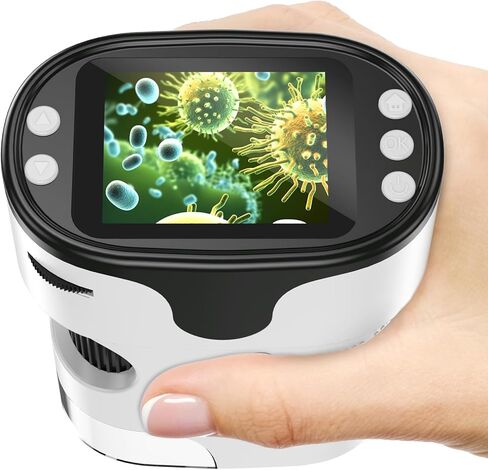 1000X Handheld Microscope for Kids 4K 2.0" Screen Rechargeable Mini Pocket Digital Microscopes w/Slides Kit Portable Edu Gift Age 4-6 8-12 Children Students (Grey) in Saudi Arabia