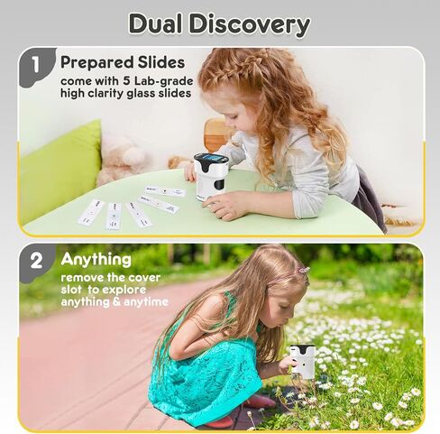 1000X Handheld Microscope for Kids 4K 2.0" Screen Rechargeable Mini Pocket Digital Microscopes w/Slides Kit Portable Edu Gift Age 4-6 8-12 Children Students (Grey) in Saudi Arabia