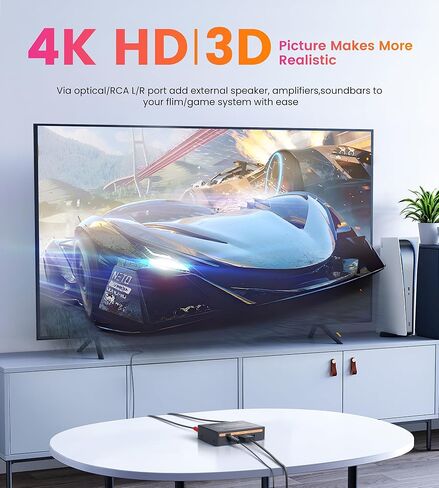 Avedio Links 4K HDMI Severio Extractor Flitter ، 1080p HDMI لمحول الصوت HDMI + Toslink SPDIF + L/R التناظرية التناظرية ، محول الصوت HDMI لعصا النار ، بلو راي لاعب (4K 30Hz أبيض) in Kuwait