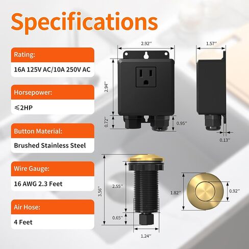 Joinfworld Disposal Disposal Switch Switch Kit Kit Broof Garbage Disposal Kit With Long Garbage Disposal Switch Oil Bronze - UL Serval in Kuwait