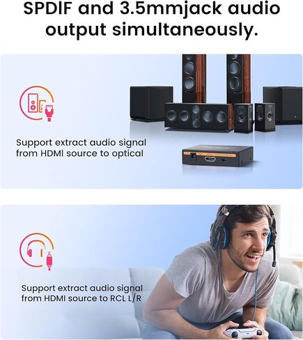 Avedio Links 4K HDMI Severio Extractor Flitter ، 1080p HDMI لمحول الصوت HDMI + Toslink SPDIF + L/R التناظرية التناظرية ، محول الصوت HDMI لعصا النار ، بلو راي لاعب (4K 30Hz أبيض) in Kuwait