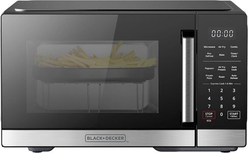 BLACK+DECKER 5-in-1 Microwave Oven with Air Fry, Combi, Bake, Roast, and Convection Cooking, 0.9 cu. ft. Countertop Microwave, Stainless Steel, 900 Watts, Child-Lock, ES9P032NA in Saudi Arabia