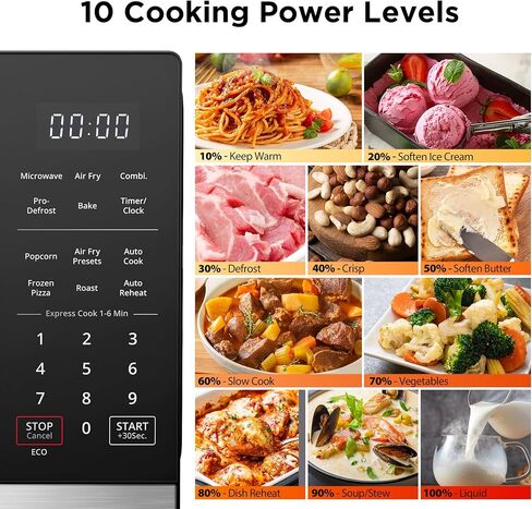 BLACK+DECKER 5-in-1 Microwave Oven with Air Fry, Combi, Bake, Roast, and Convection Cooking, 0.9 cu. ft. Countertop Microwave, Stainless Steel, 900 Watts, Child-Lock, ES9P032NA in Saudi Arabia