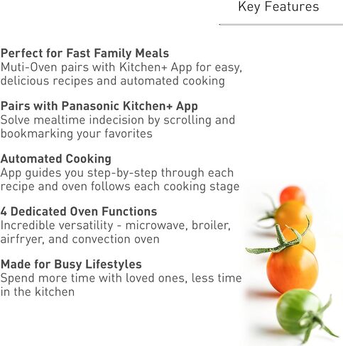 Panasonic HomeChef 4-in-1 Countertop Microwave Air Fryer Combo, Time-Saving 20 Presets + App-Linked Recipes, 1000W 1.2 cu ft Inverter Multi Oven & Convection Tech – NN-CV87QS Stainless Steel in Saudi Arabia