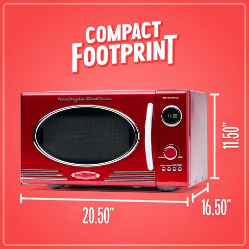 Nostalgia Retro Microwave Oven 0.7 Cu Ft, 700-Watt Countertop Size with Glass Turntable, Child Safety Lock, 8 Auto-Cook Programs, Digital Clock, Pink in Saudi Arabia