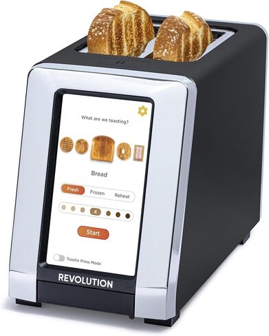 Revolution R180 Connect Smart Toaster, 2-Slice High-Speed Touchscreen Toaster with Patented InstaGLO Technology, Wi-Fi Connectivity, Weather Widget, and Over-the-Air Updates, Black in Kuwait