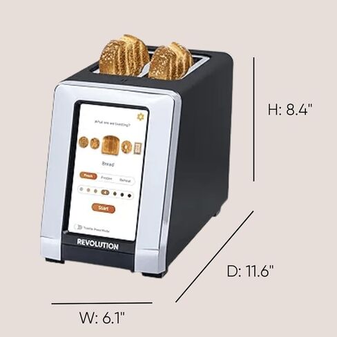 Revolution R180 Connect Smart Toaster, 2-Slice High-Speed Touchscreen Toaster with Patented InstaGLO Technology, Wi-Fi Connectivity, Weather Widget, and Over-the-Air Updates, Black in Kuwait